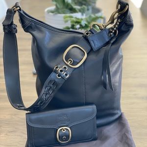 Coach Bleecker duffle style bag, XL Black, Style 11423 With Matching Wallet